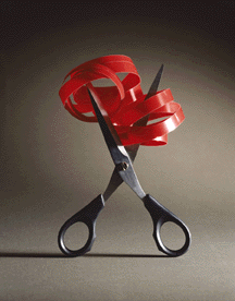 scissors with red tape