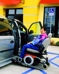 wheelchair user entering accessible van